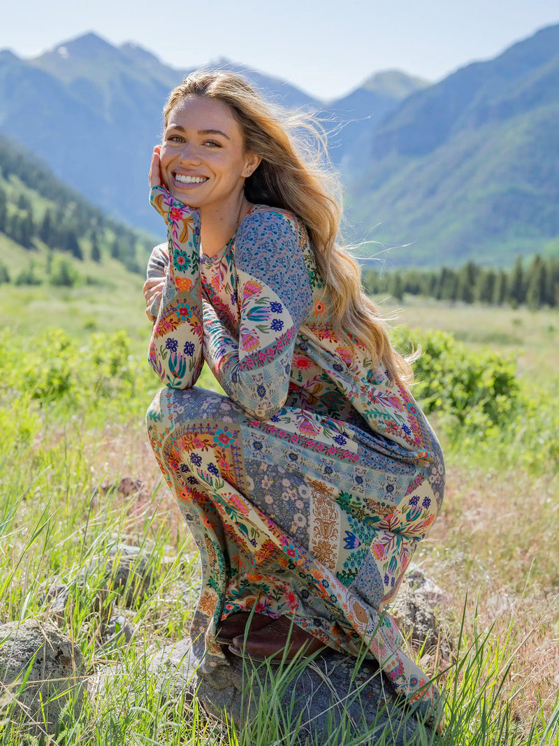 Natural Life Stevie Knit Maxi Dress - Mandala Folk Patchwork
