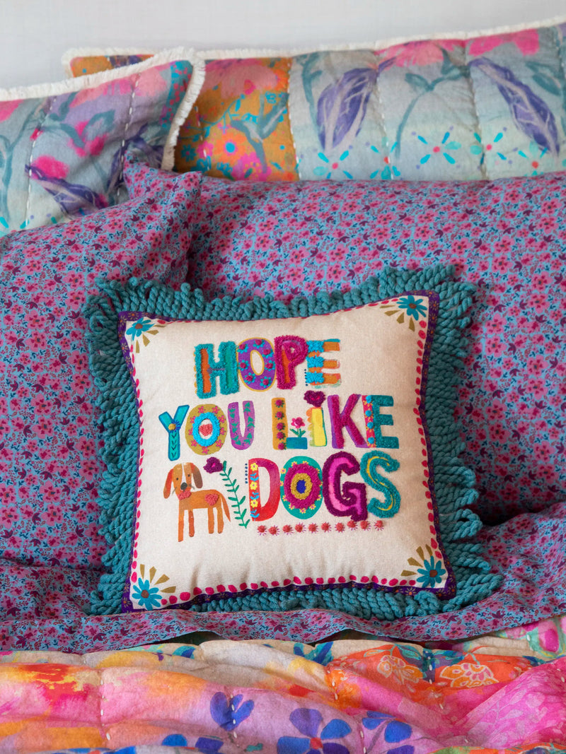 Natural Life® Tufted Boho Pillow - Hope You Like Dogs