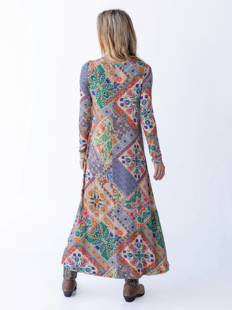 Natural Life Stevie Knit Maxi Dress - Mandala Folk Patchwork