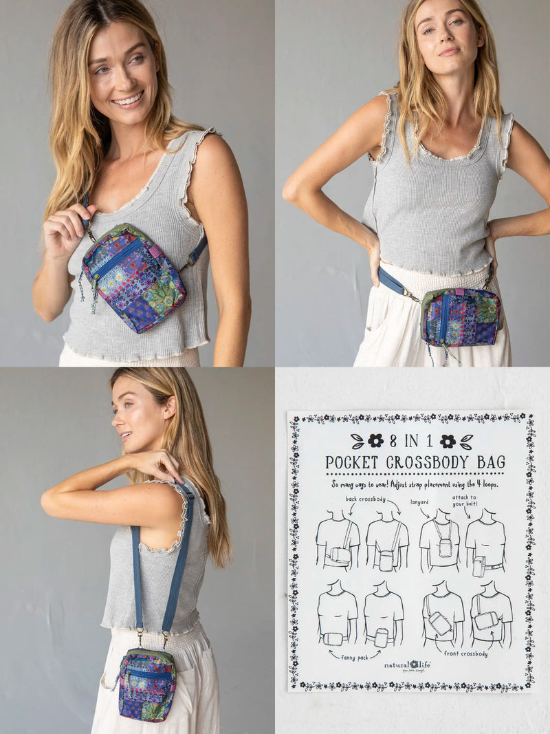 Natural Life® 8-in-1 Pocket Crossbody - Blue Patchwork