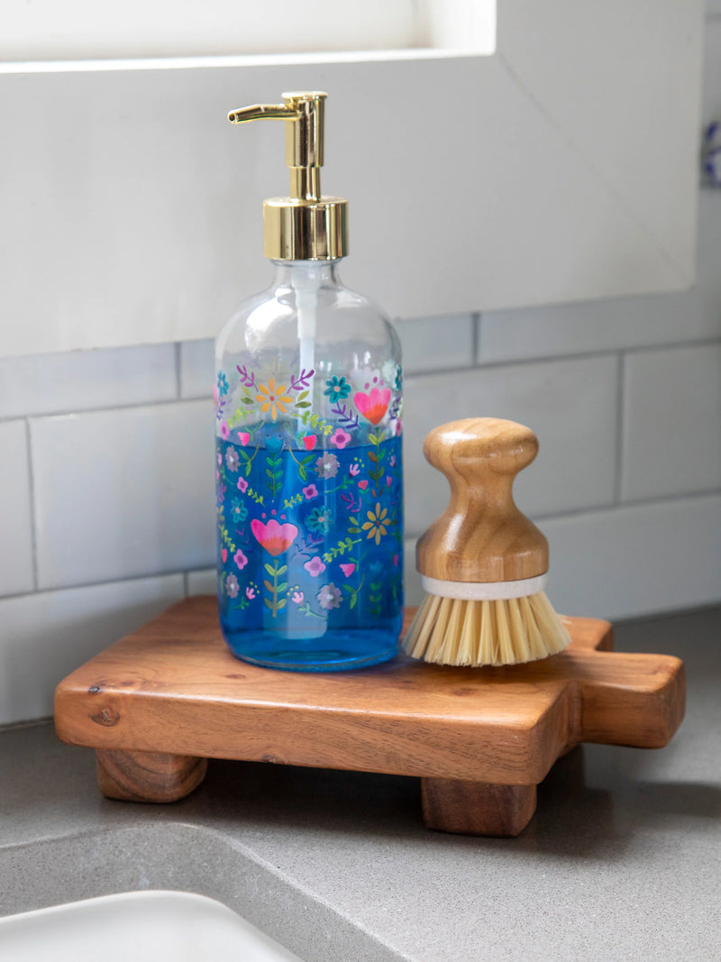 Natural Life Glass Soap Dispenser - Floral Border