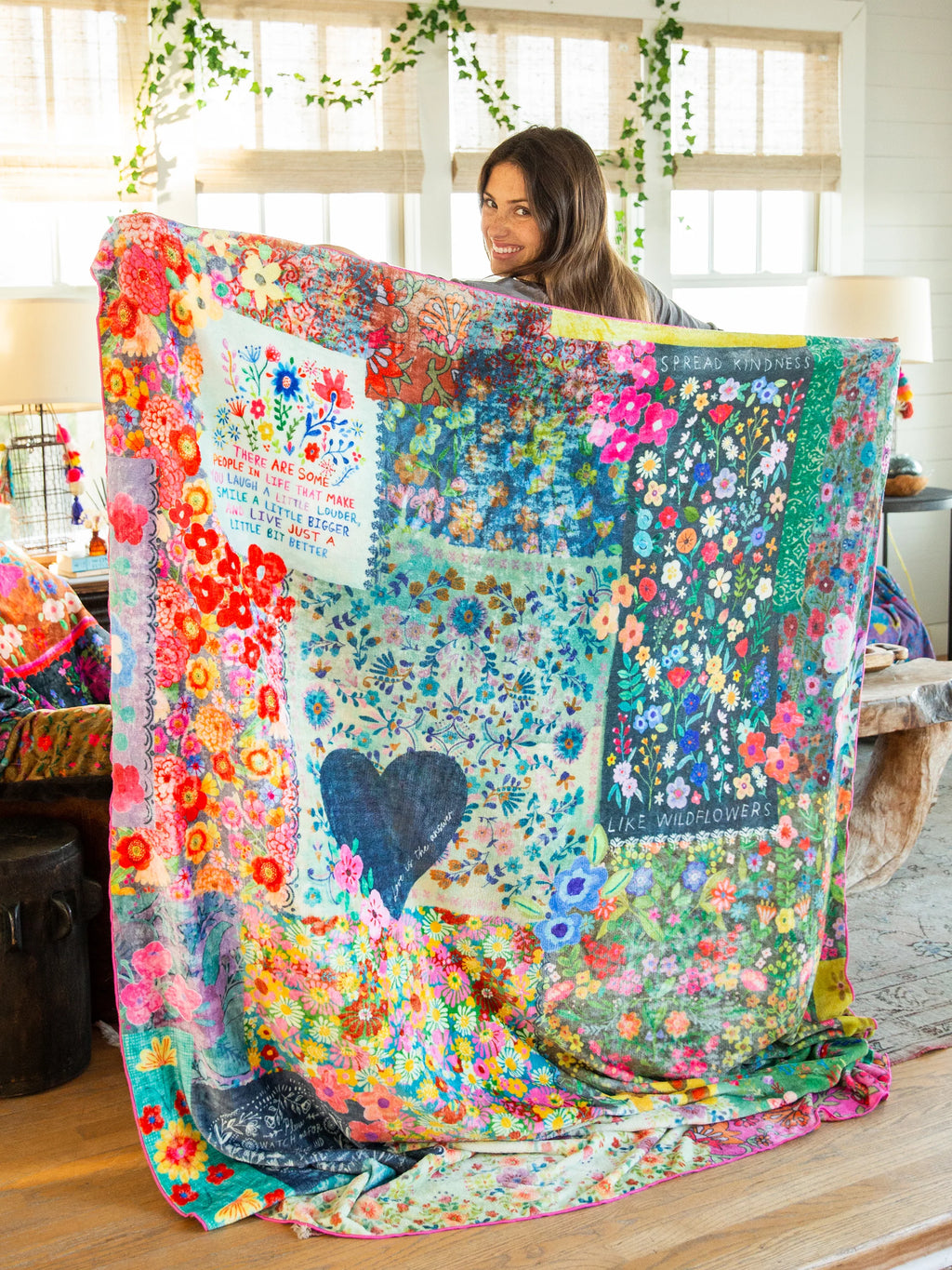 Natural Life XL Double-Sided Cozy Blanket - Patchwork