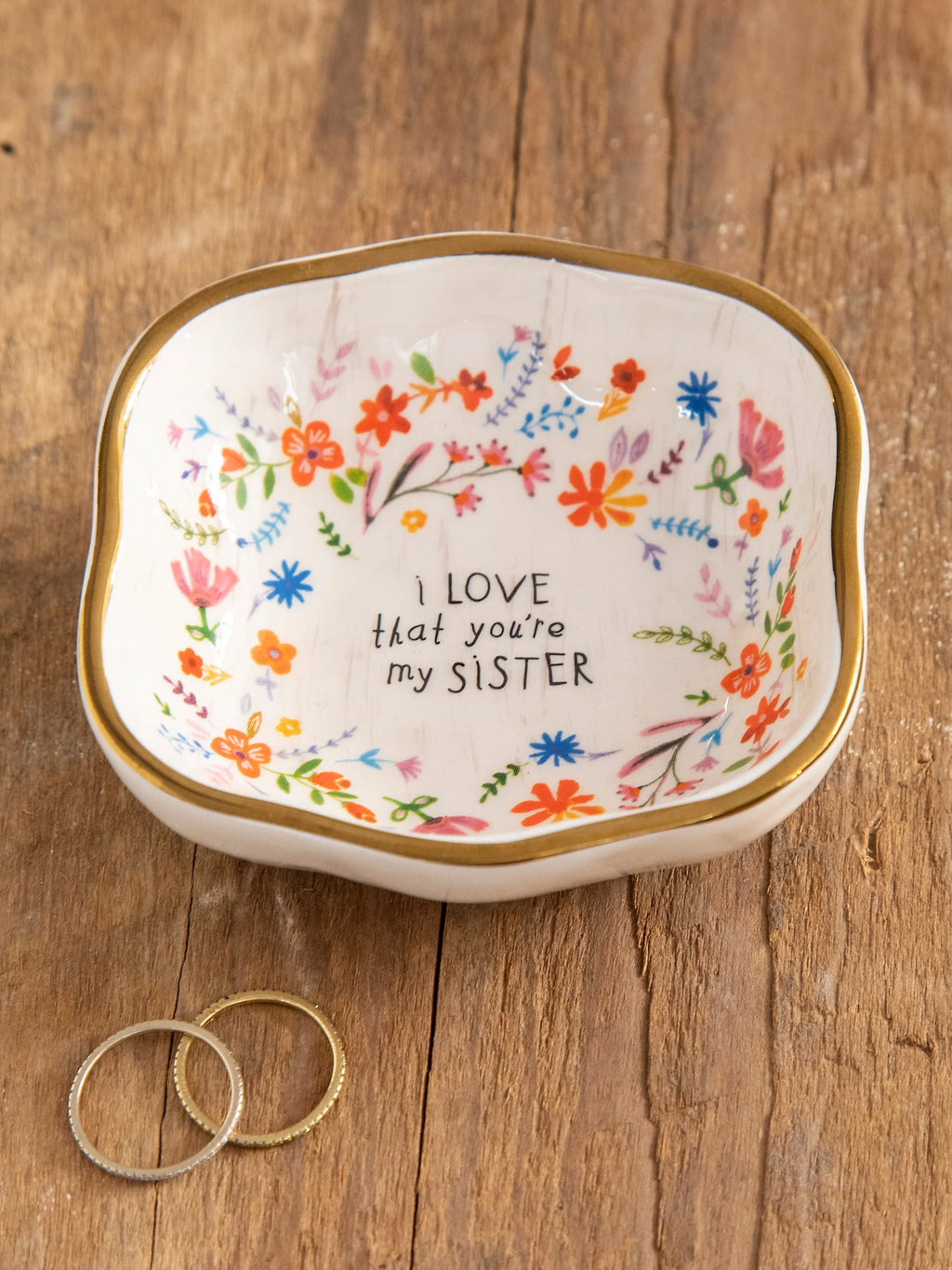 Natural Life Antiqued Trinket Bowl - I Love That You’re My Sister