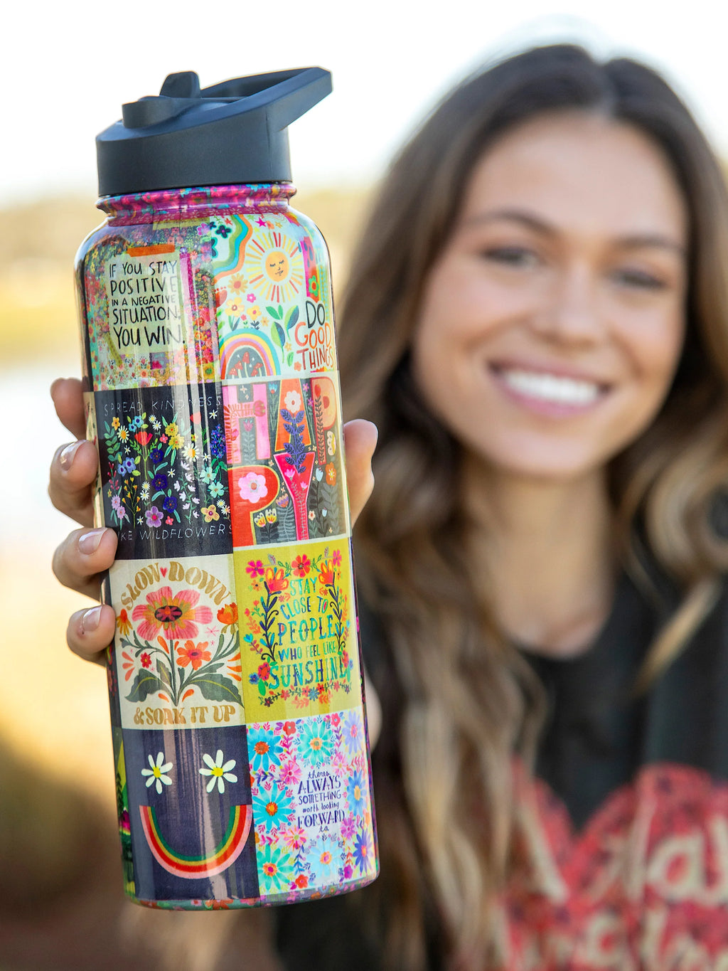 Natural Life® XL Stainless Steel Water Bottle - Chirp Patchwork