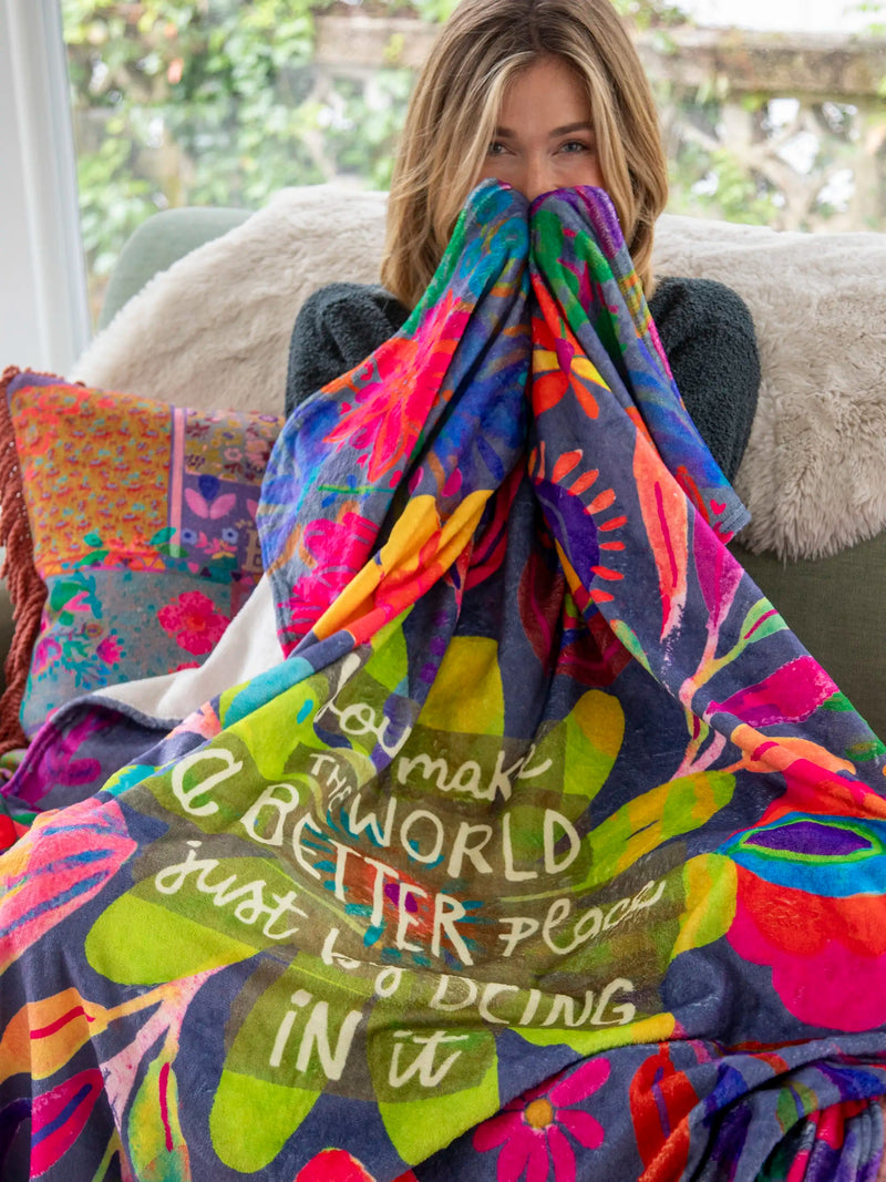 Natural Life Cozy Throw Blanket - You Make The World Better