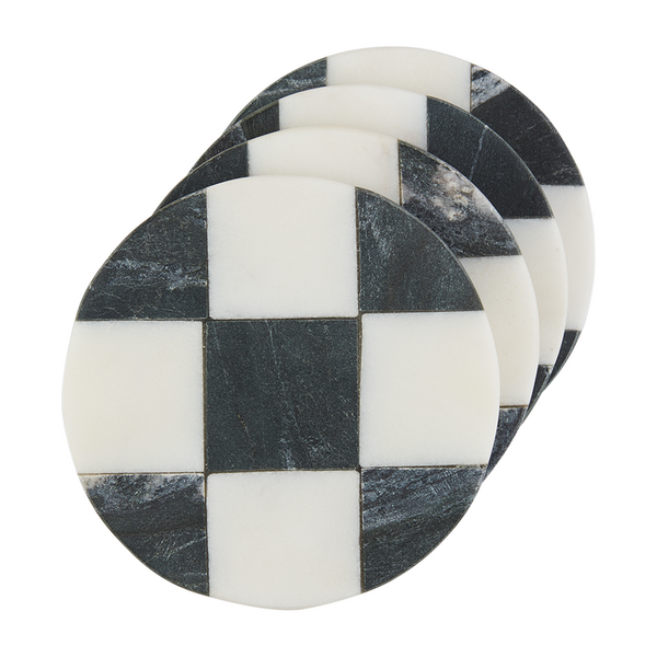 Mud Pie Circle Checkered Coaster Set