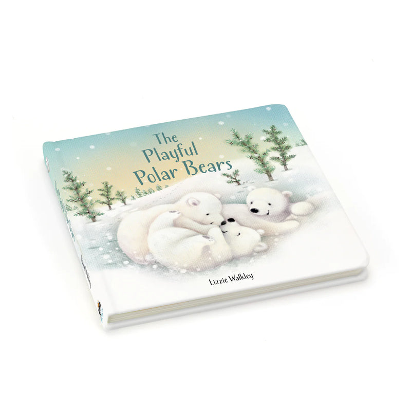Jellycat The Playful Polar Bears Board Book And Medium Perry Polar Bear Plush Set