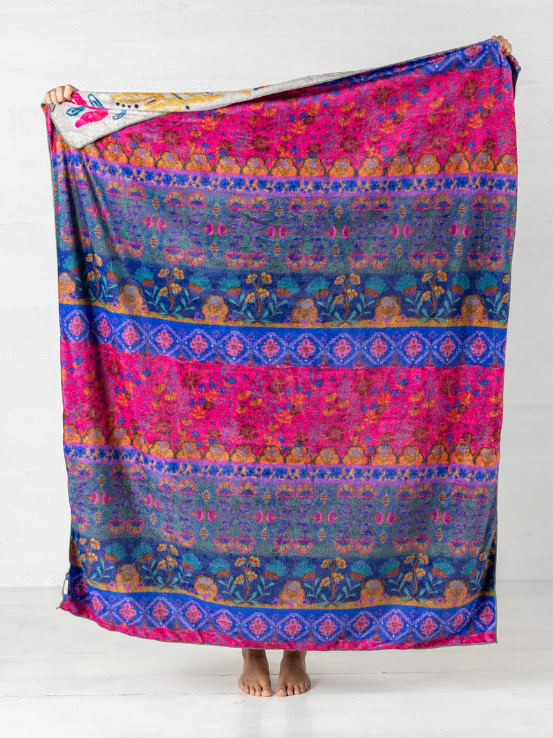 Natural Life Reversible Cozy Throw Blanket - Taupe Birds