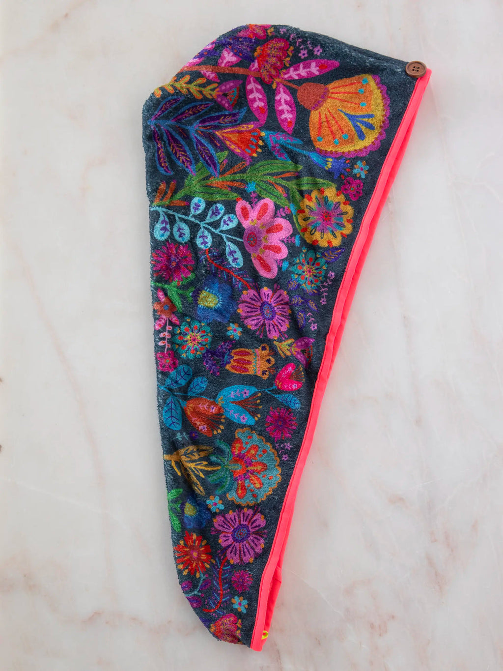 Natural Life Microfiber Hair Towel Wrap - Charcoal Folk Flower