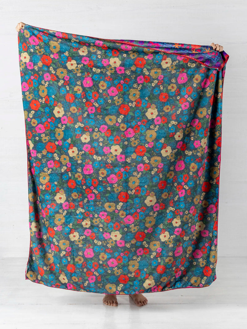 Natural Life Reversible Cozy Throw Blanket - Pink Folk Flower