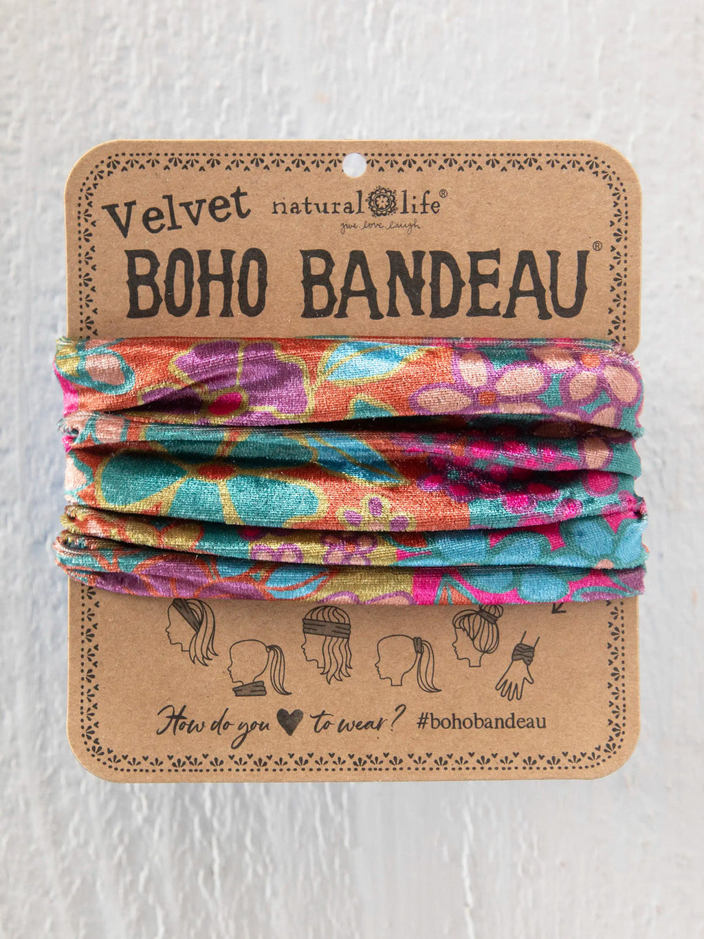 Natural Life Velvet Boho Bandeau® - 70s Striped Plum