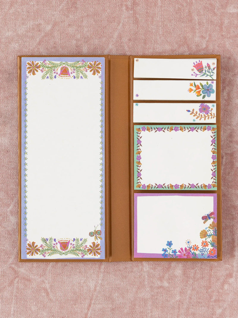 Natural Life Sticky Note Book - Mustard Folk Flower