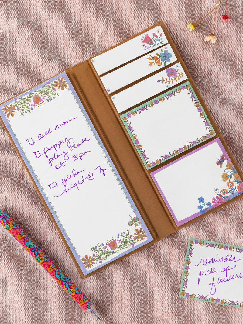 Natural Life Sticky Note Book - Mustard Folk Flower