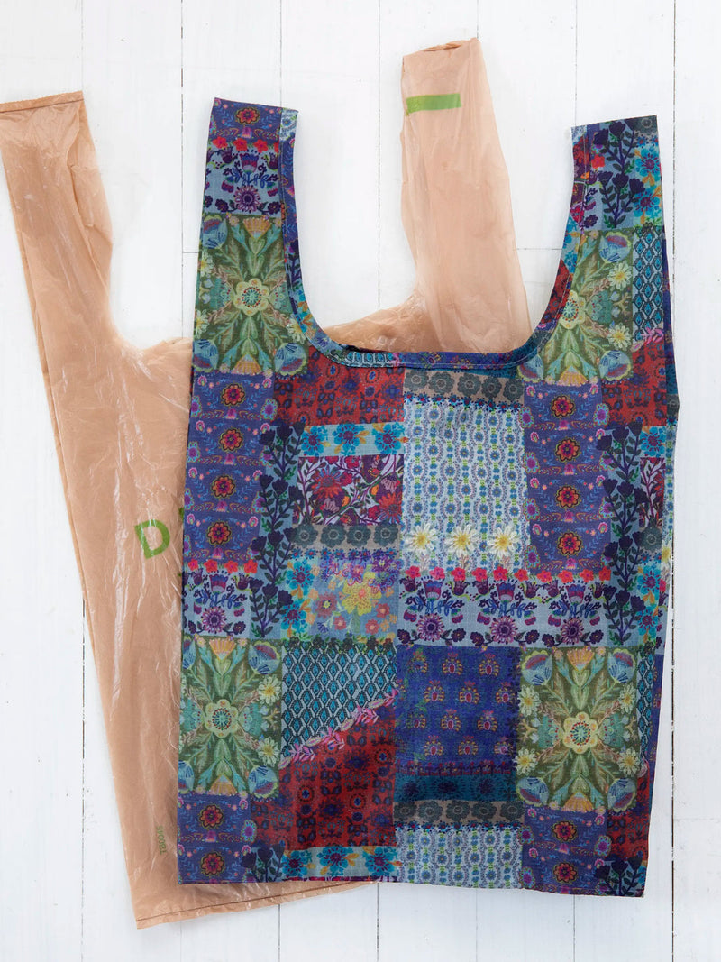 Natural Life Reusable Market Tote - Blue Patchwork