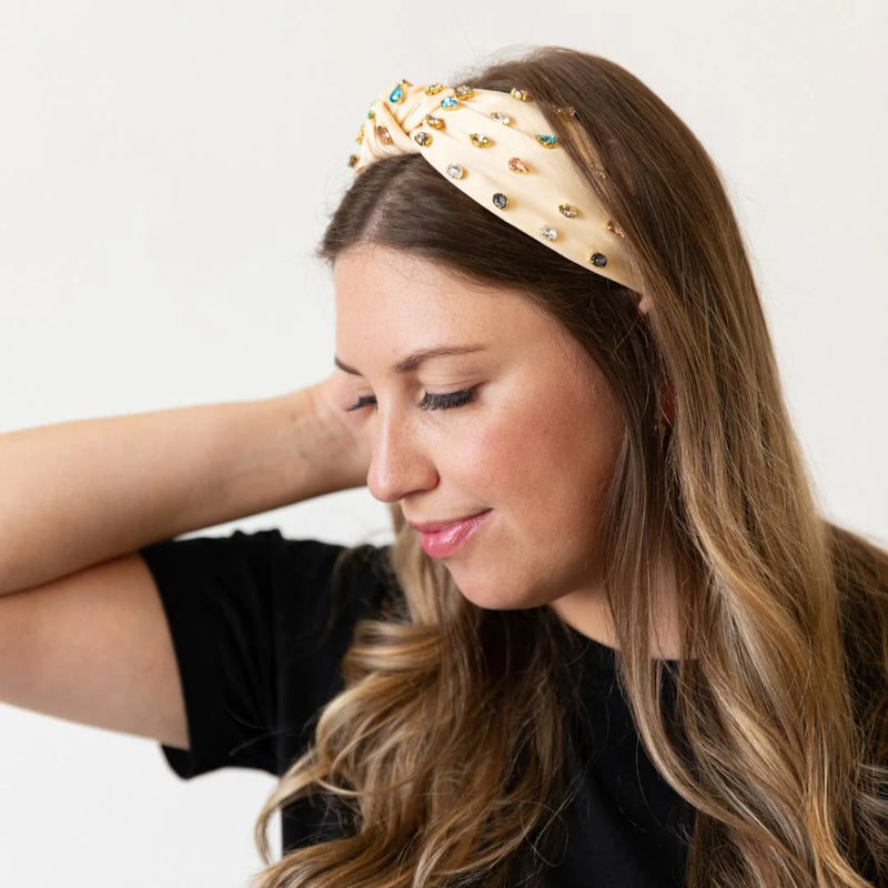 Headbands of Hope - Traditional Knot Headband - Cream Gem