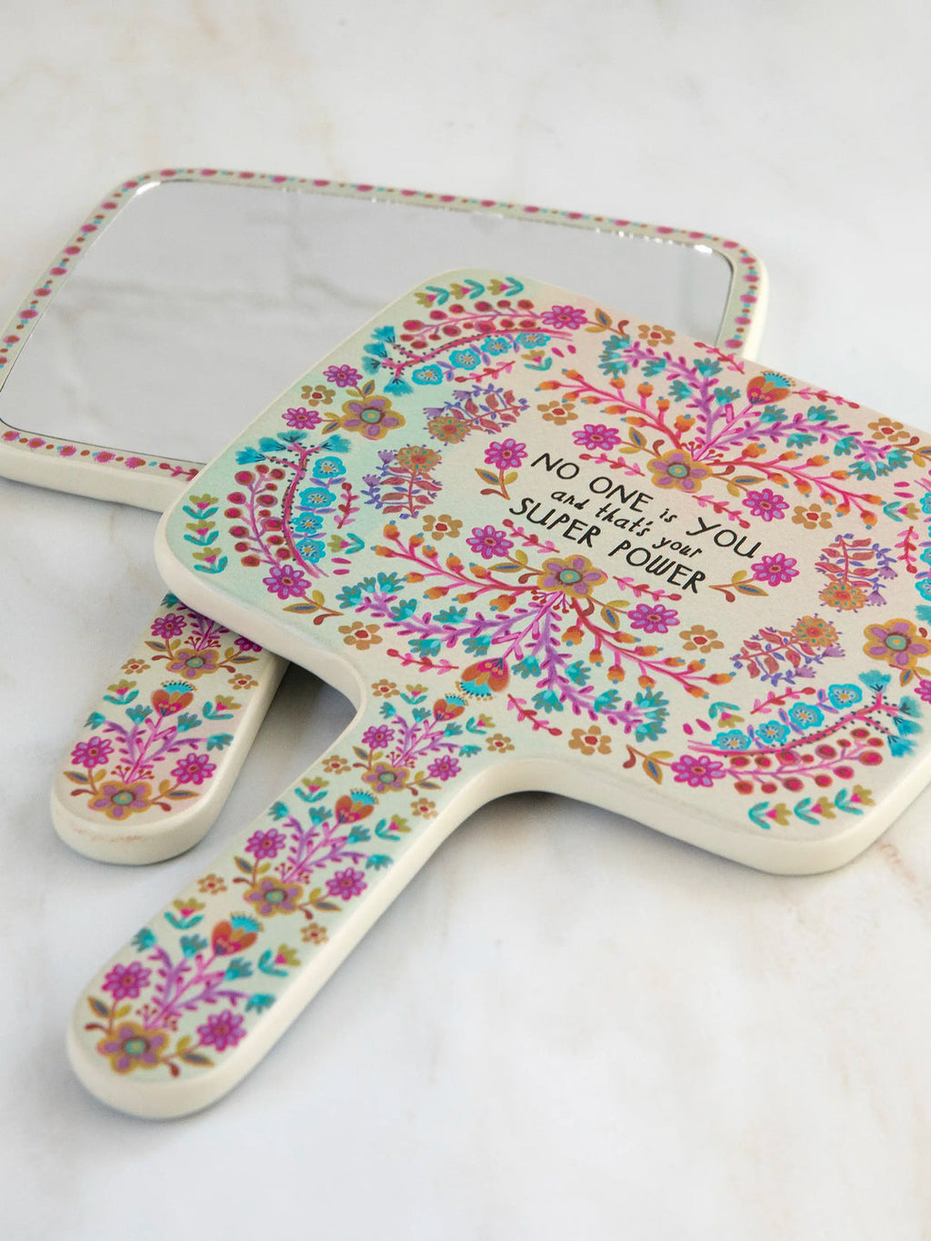 Natural Life Wooden Hand Mirror - No One Is You