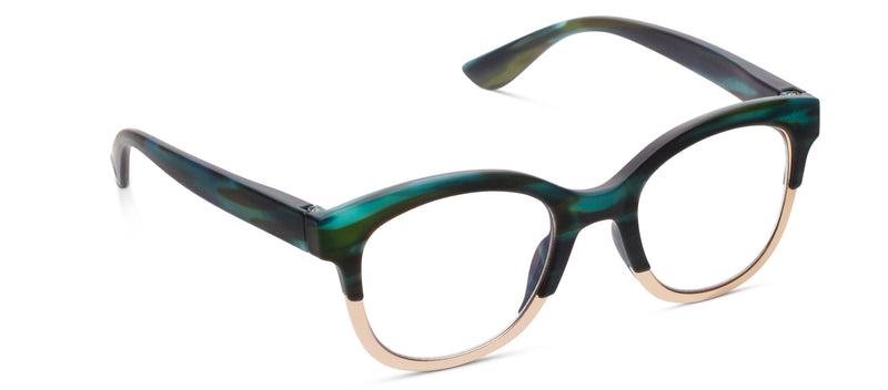 Peepers Readers - Georgia - Teal Horn/Gold (with Blue Light Focus™ Eyewear Lenses)