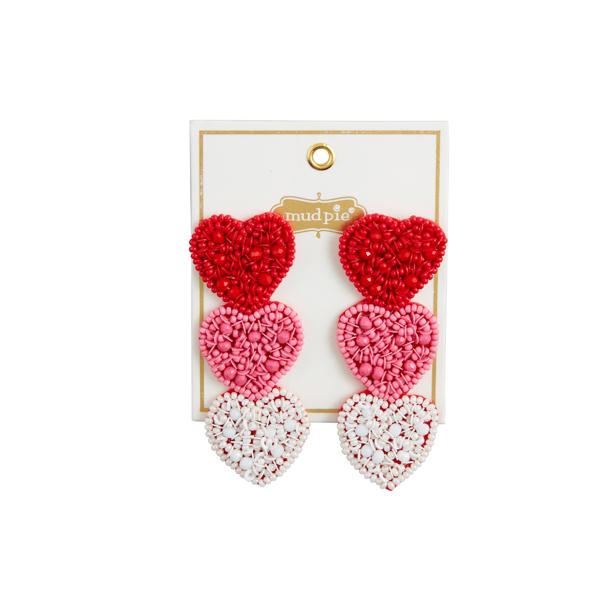 Mud Pie Pink Heart Beaded Earrings