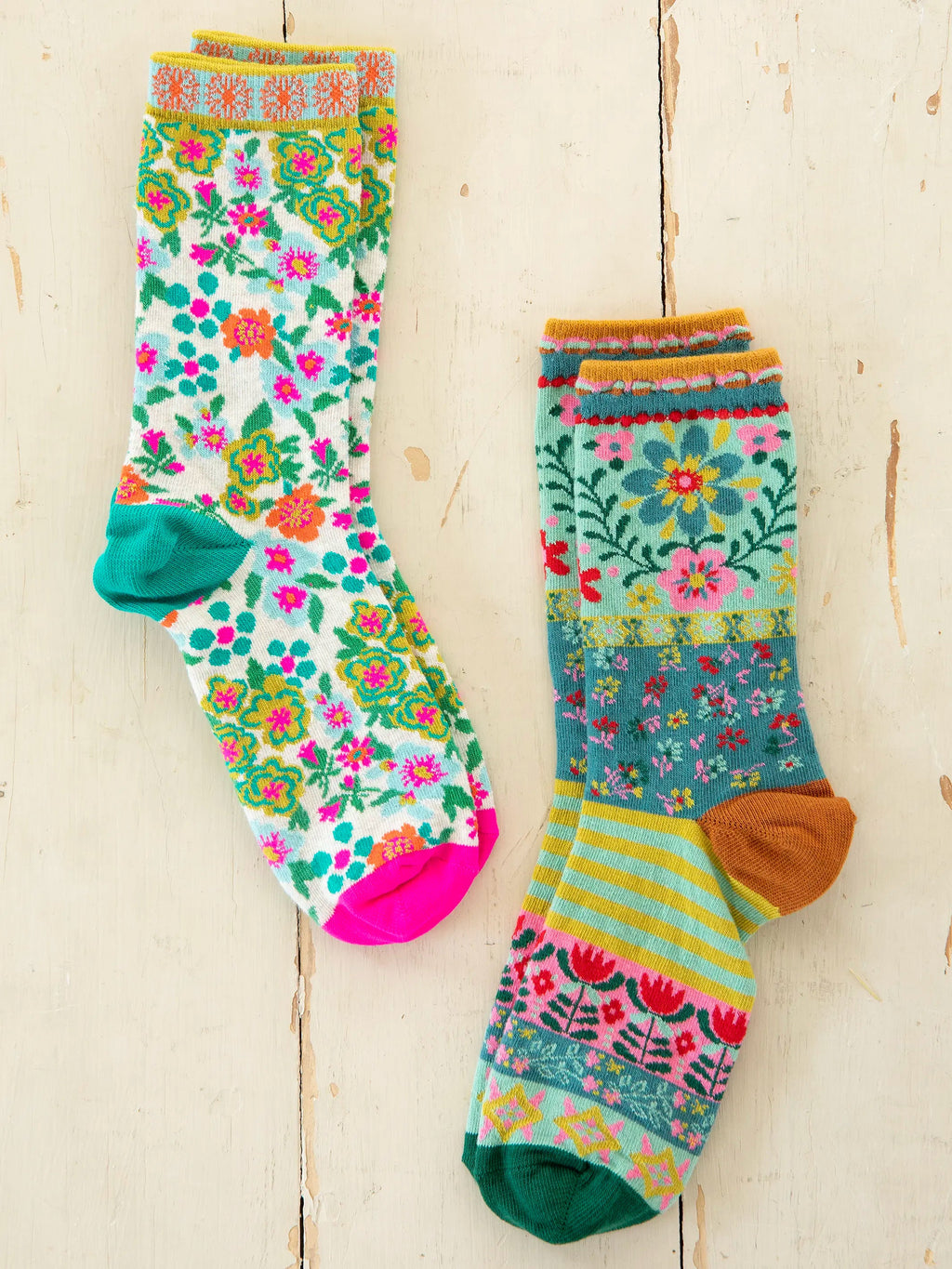 Natural Life Boho Sock Set, Set of 2 - Pink Floral