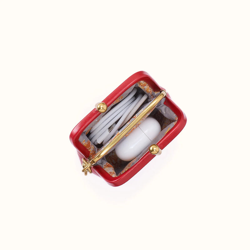 HOBO Alba Frame Clip Pouch - True Red (Polished Leather)