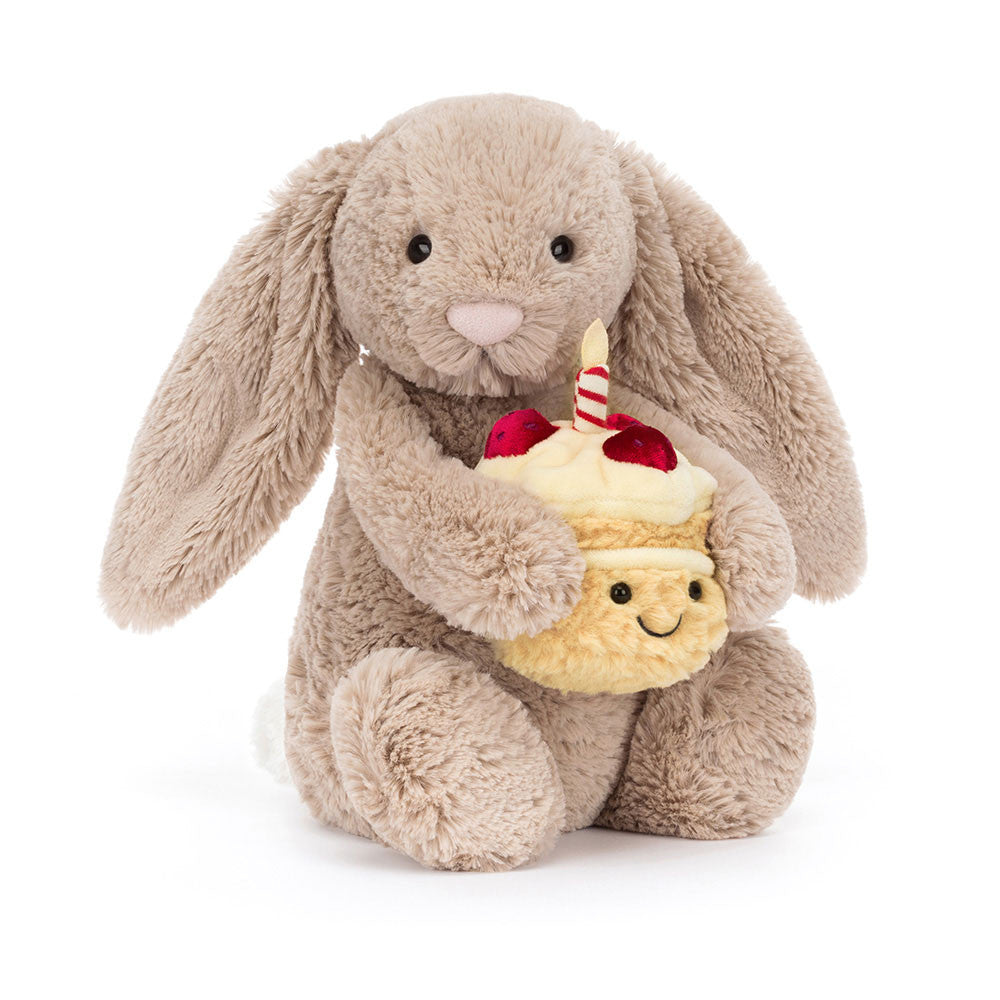 Jellycat Bashful Beige Bunny “Birthday” Original (Medium) Plush