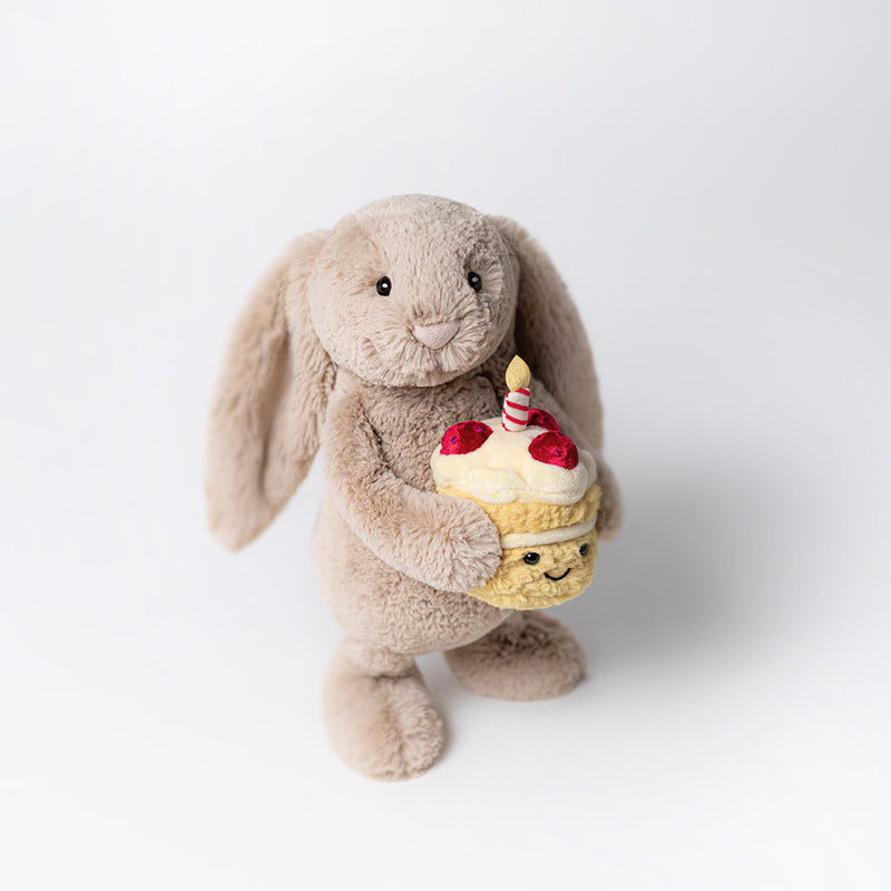 Jellycat Bashful Beige Bunny “Birthday” Original (Medium) Plush