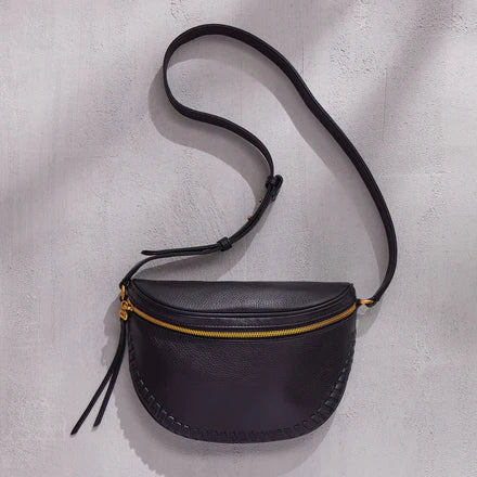 Hobo Juno Belt Bag - Black Pebbled Leather with Whipstitch