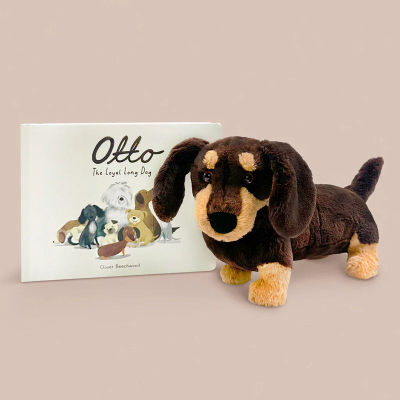 Jellycat Otto The Loyal Long Dog Book and Otto Sausage Dog Plush Set