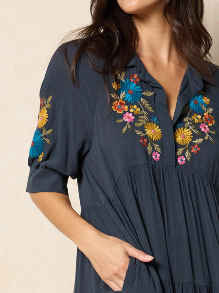 Natural Life Rebecca Embroidered Midi Dress