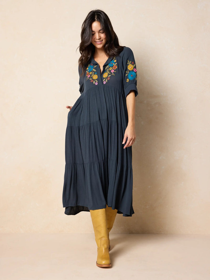 Natural Life Rebecca Embroidered Midi Dress