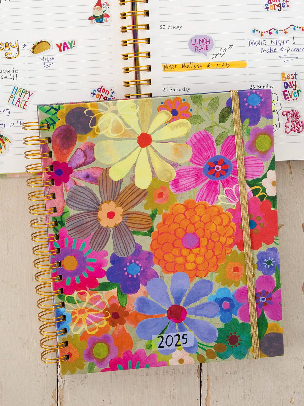 Natural Life 2024-25 17 Month Planner - Rainbow Flower Bouquet