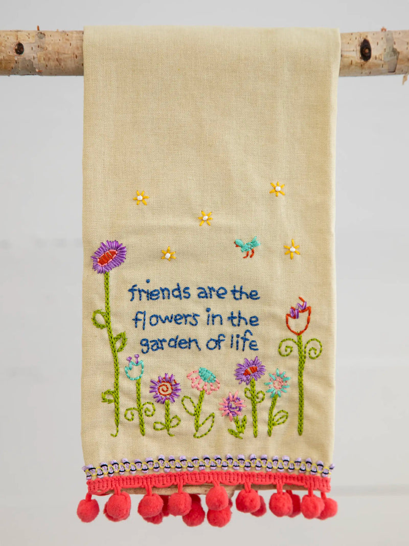 Natural Life Linen Embroidered Hand Towel - Friends