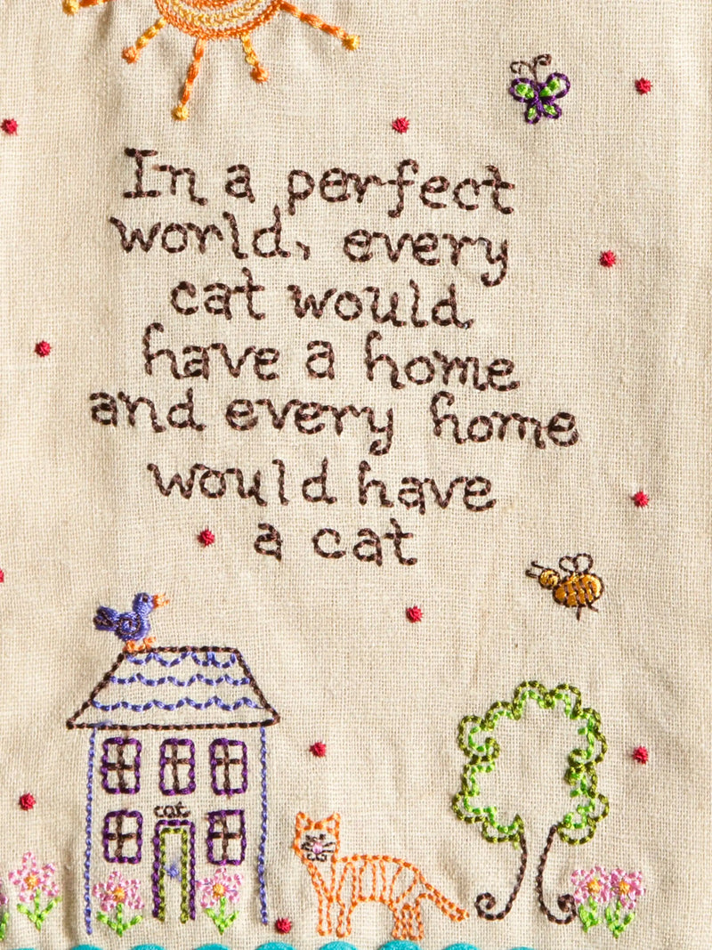 Natural Life Linen Embroidered Hand Towel - Cat