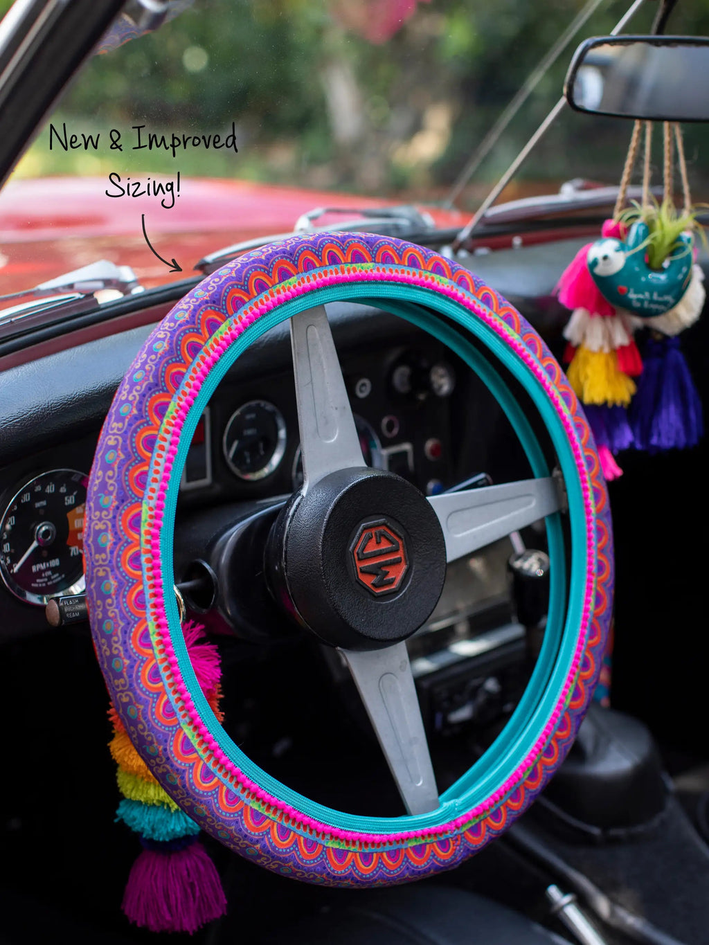 Natural Life Steering Wheel Cover, 15” - Rainbow