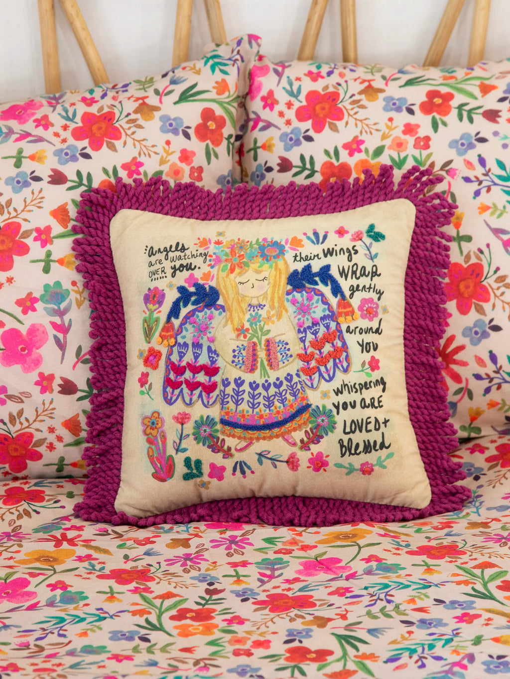 Natural Life® Tufted Boho Pillow - Angels Watching