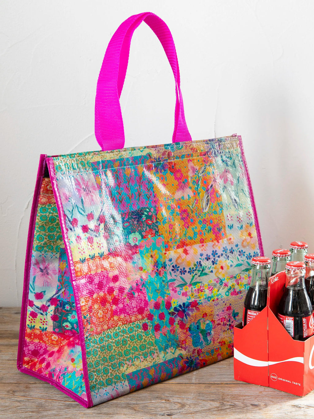 Natural Life Insulated Cooler Tote - Pink Watercolor Patchwork