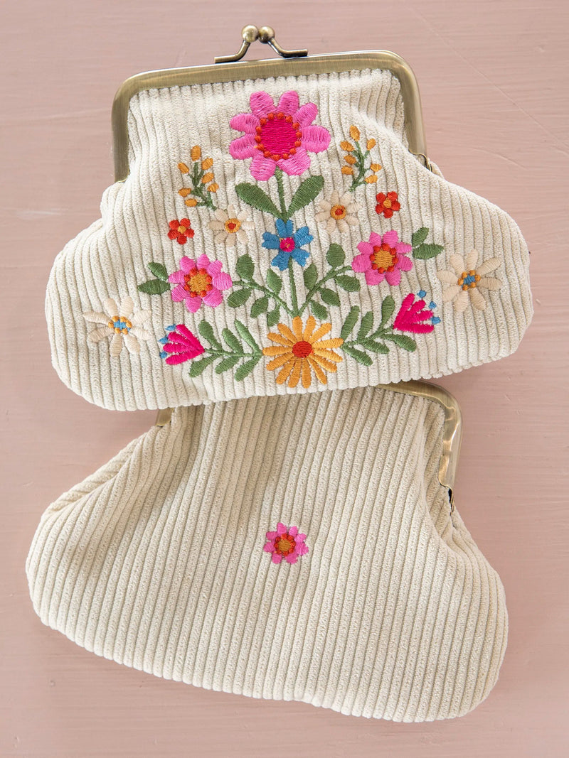 Natural Life® Kisslock Coin Purse - Cream Folk Flower