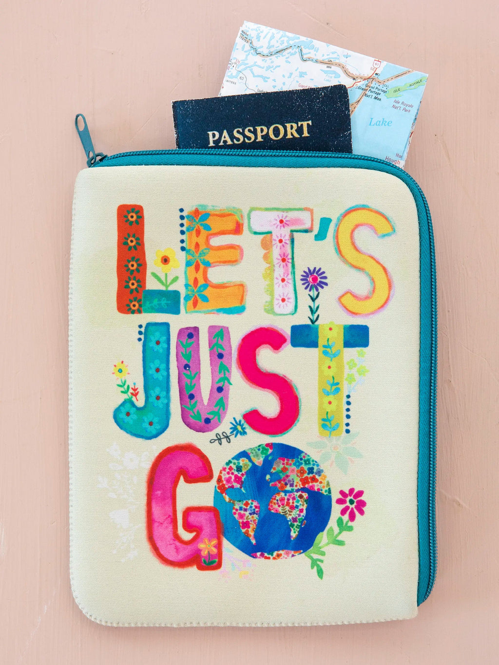 Natural Life Travel Document Pouch - Let's Just Go