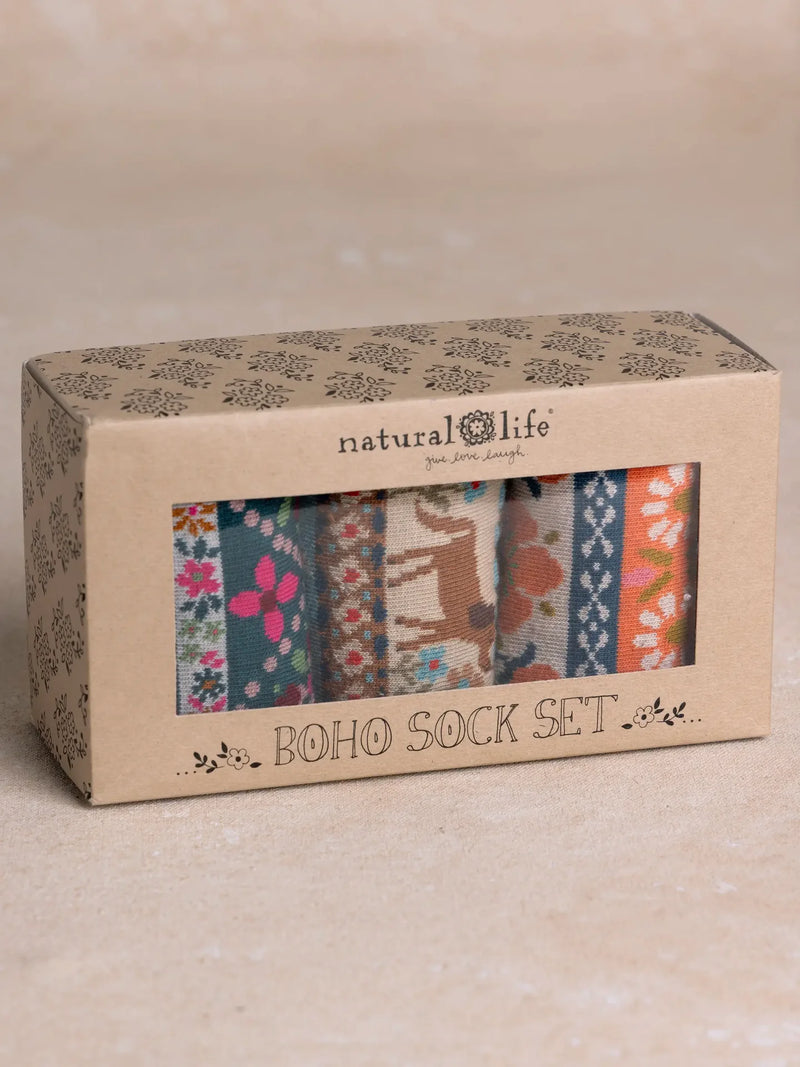 Natural Life Boxed Boho Sock, Set of 3 - Dog