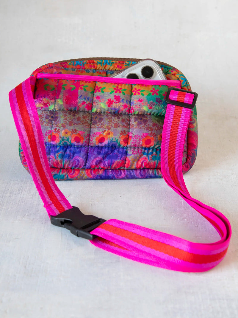 Natural Life® Everyday Puffy Fanny Pack - Purple Pink Floral Border