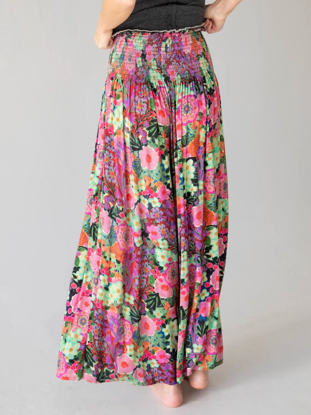 Natural Life Make A Move "ButterSoft" Knit Palazzo Pant - Pink Painted Garden