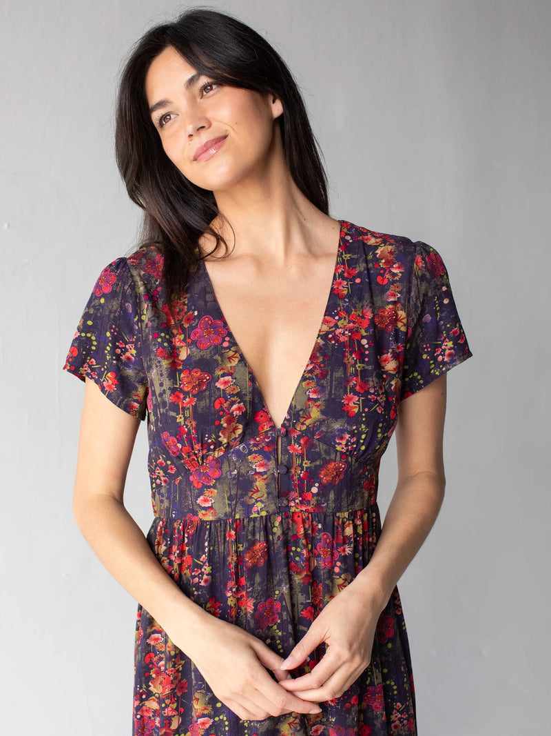 Natural Life Evangeline Maxi Dress - Red Watercolor Floral
