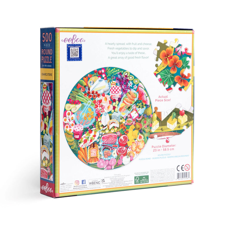 eeBoo - Charcuterie 500 Piece Round Puzzle