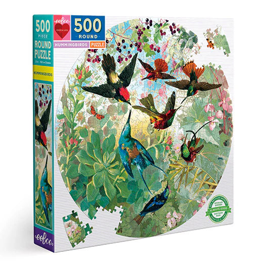 eeBoo - Hummingbirds 500 Piece Round Puzzle