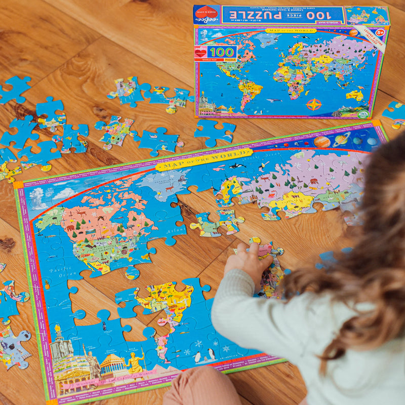 eeBoo - World Map 100 Piece Puzzle