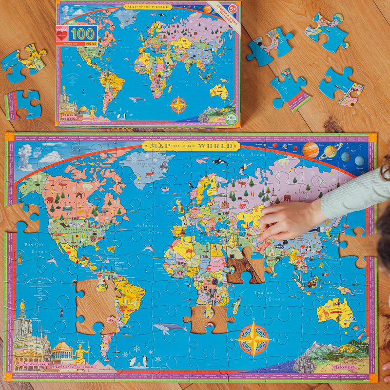 eeBoo - World Map 100 Piece Puzzle