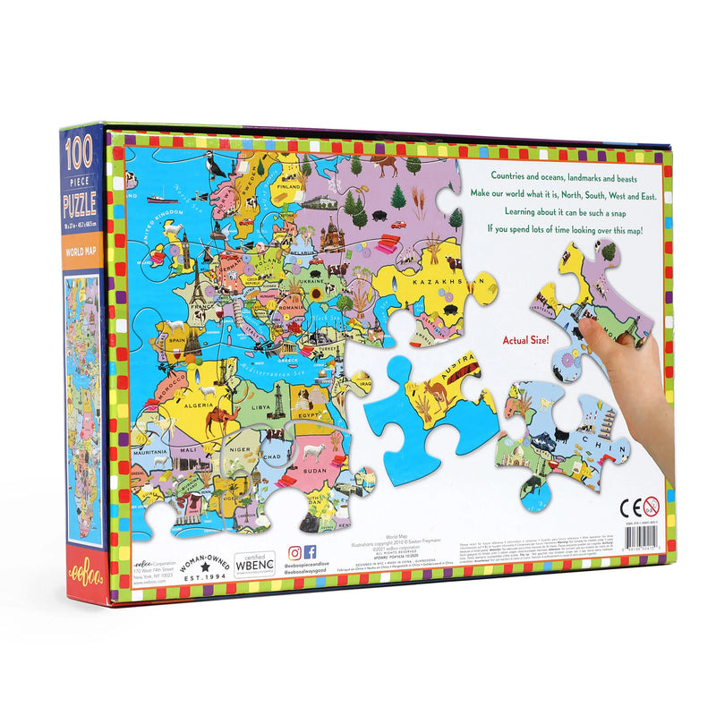 eeBoo - World Map 100 Piece Puzzle