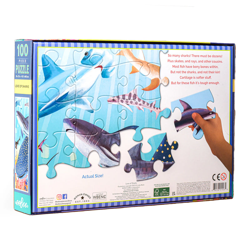 eeBoo - Love of Sharks 100 Piece Puzzle