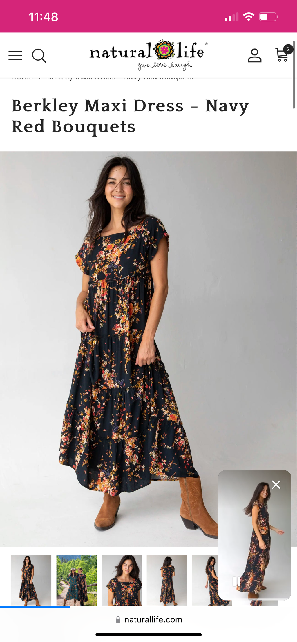 Natural Life Berkley Maxi Dress - Navy Red Bouquets