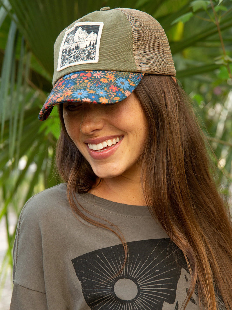 Natural Life Canvas Trucker Hat - Mountains